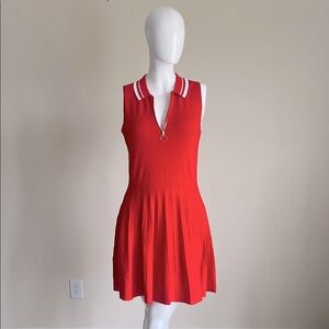 A NEW DAY Red Sleeveless Dress with White Trim.